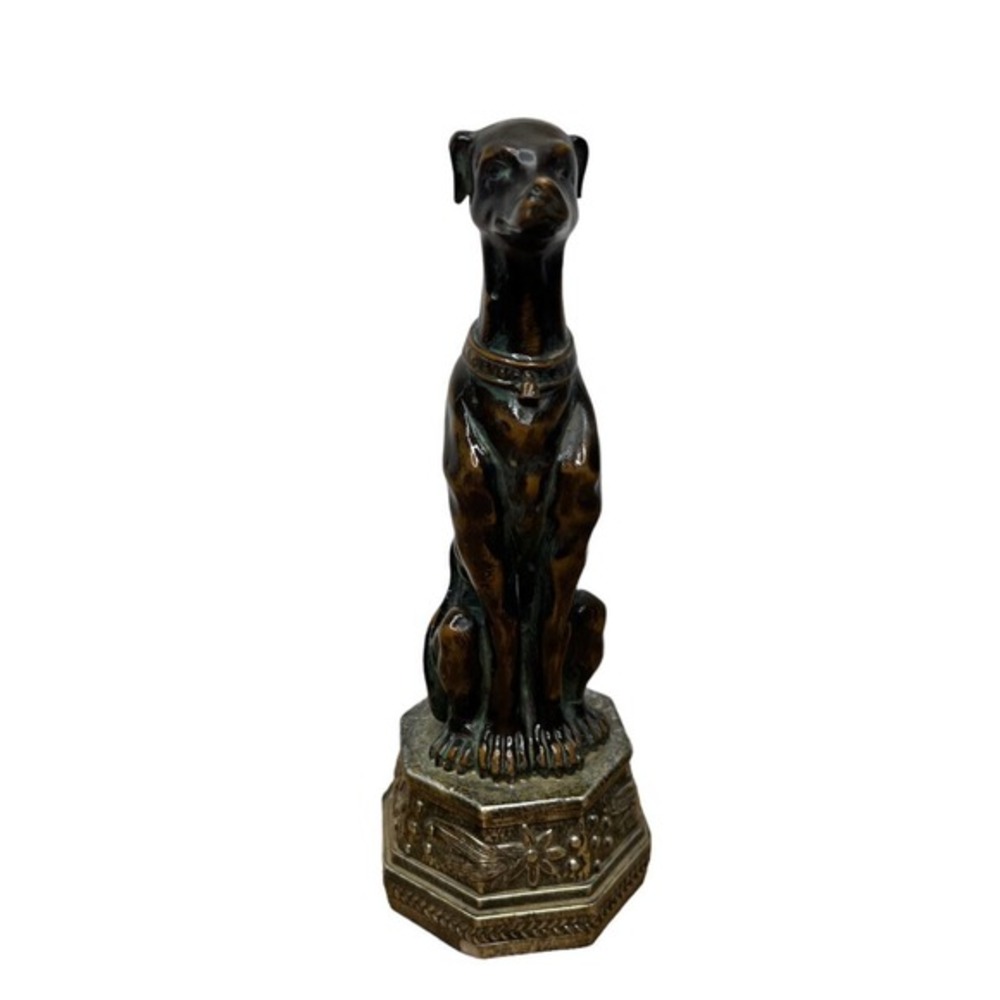 Vintage Bronze Metal‎ Greyhound Whippet Dog Statue Seated Art Deco Saluki Figure